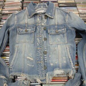 🧥 HIDDEN JEANS Frayed Hem Distressed Denim Jacket Women’s XS Light Wash 💙 $100